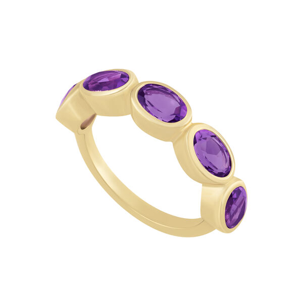 Oval Shape Amethyst Bezel Ring