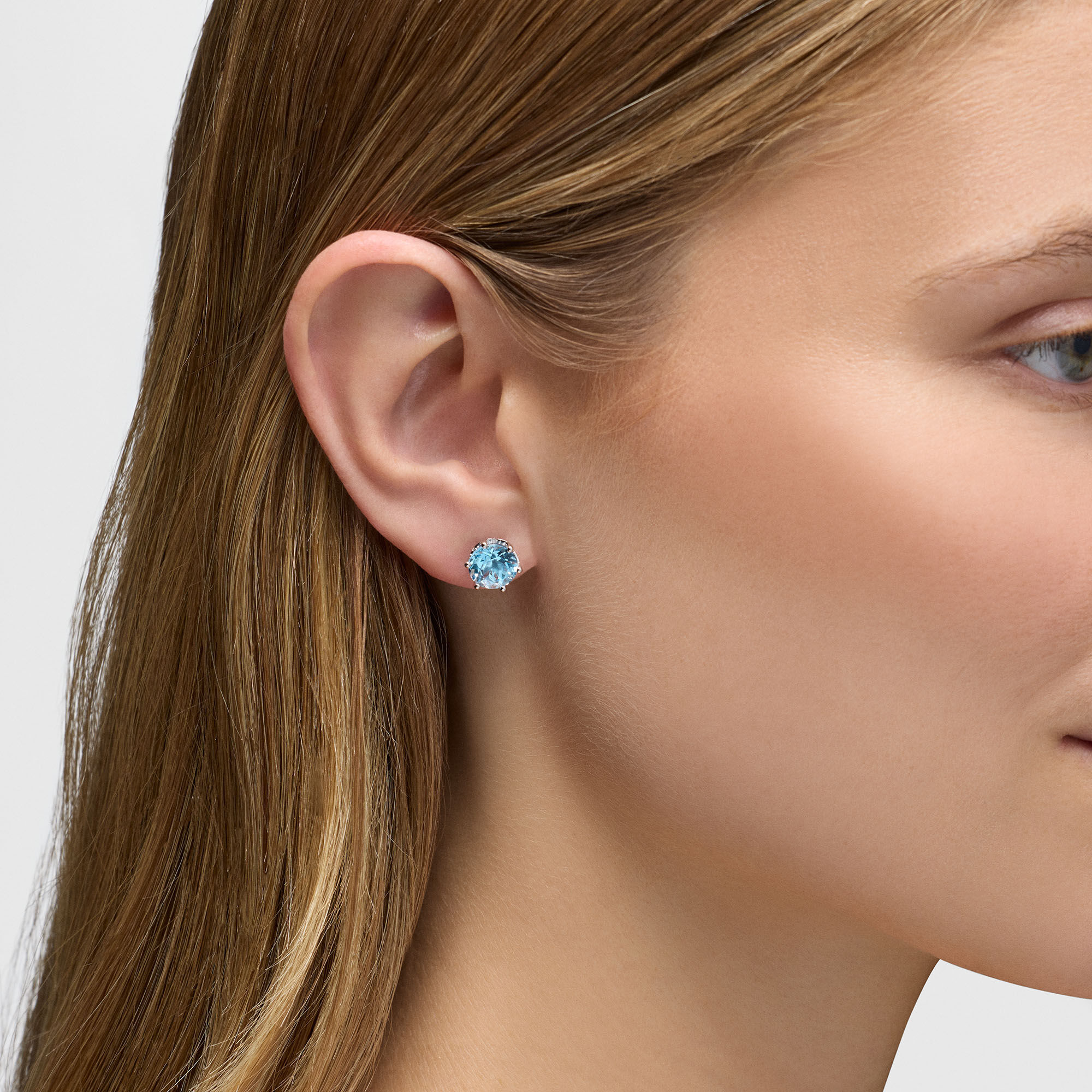 Silver Blue Topaz Stud Earrings