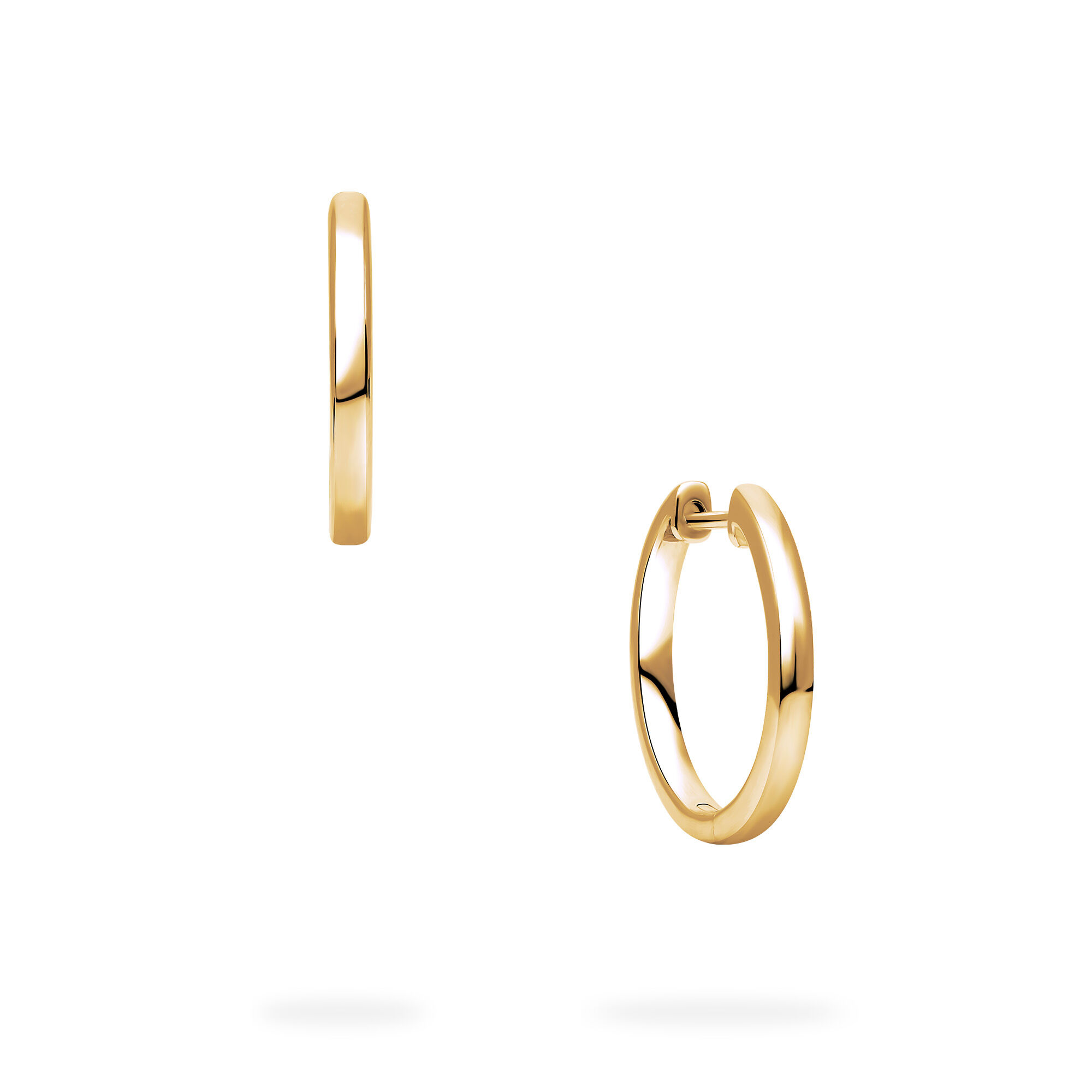 Yellow Gold Huggie Earrings, 18 mm