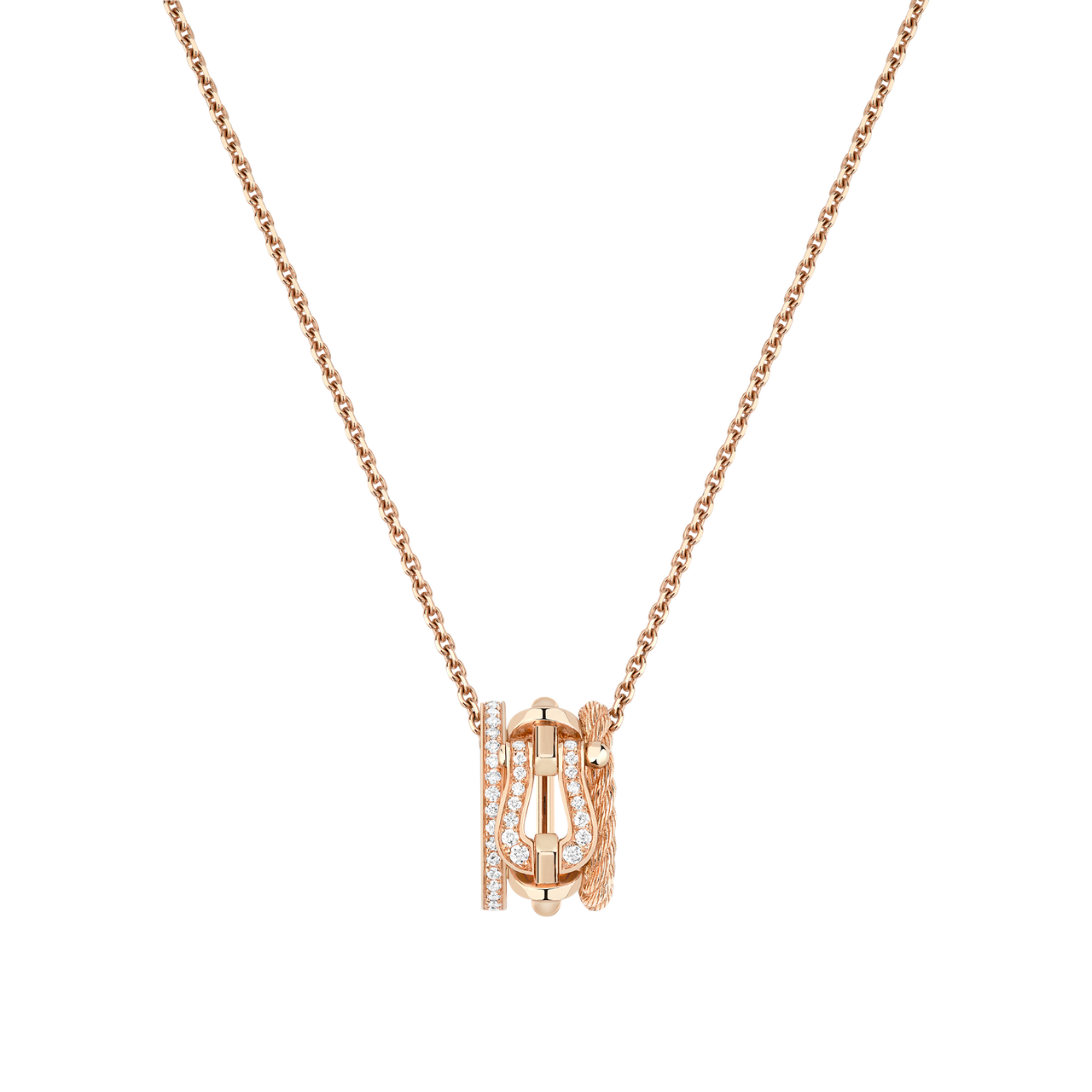 Close-up of Fred Force 10 Rise Small Rose Gold and Diamond Pav&eacute; Pendant image number 1