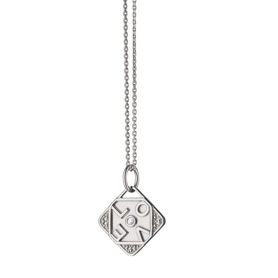  Monica Rich Kosann Modern Charm Mini Love Silver and White Sapphire Pendant image number 0