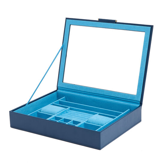 WOLF Sophia Blue Flat Jewellery Case Open Angle image number 3
