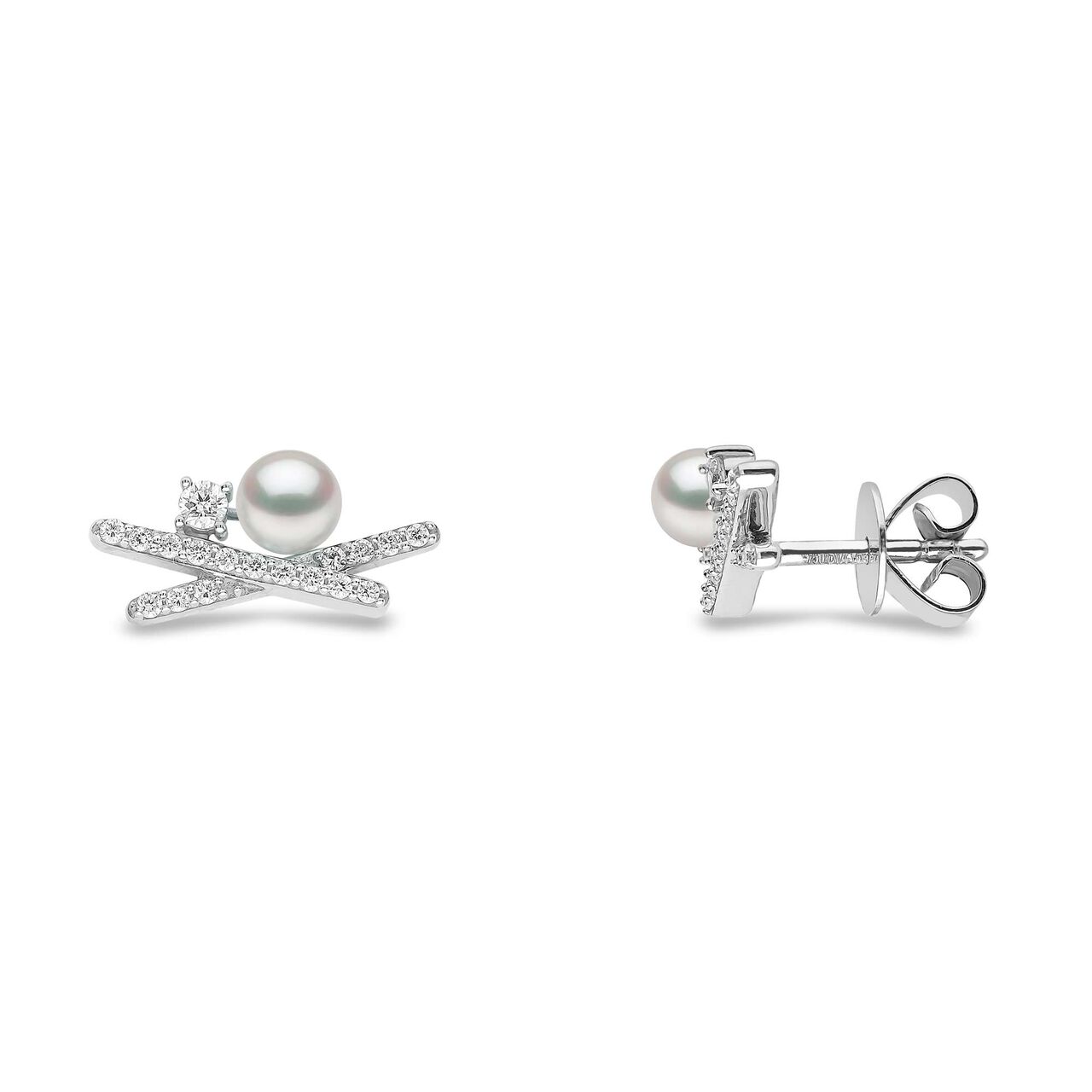 yoko london sleek yellow gold peral x earrings qye2202 7x front side image number 2