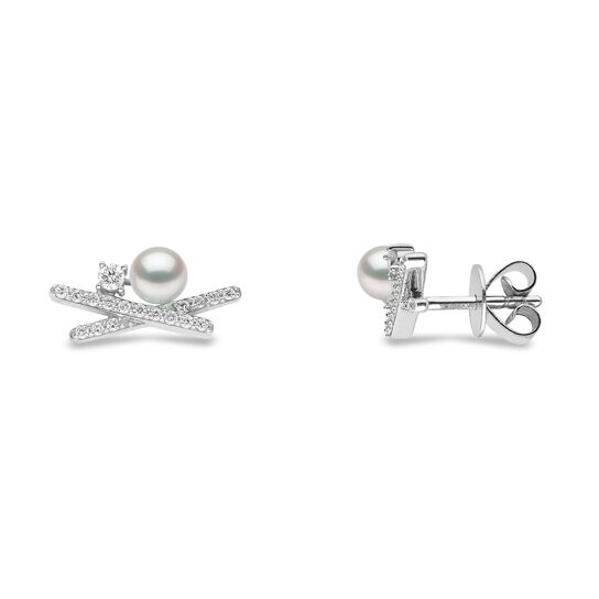 yoko london sleek yellow gold peral x earrings qye2202 7x front side image number 2