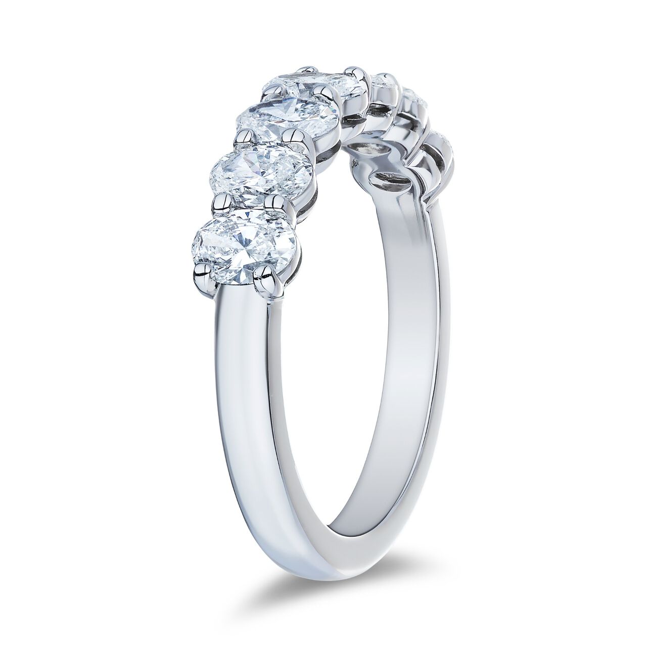 Platinum 7 Stone Oval Cut Diamond Band image number 1