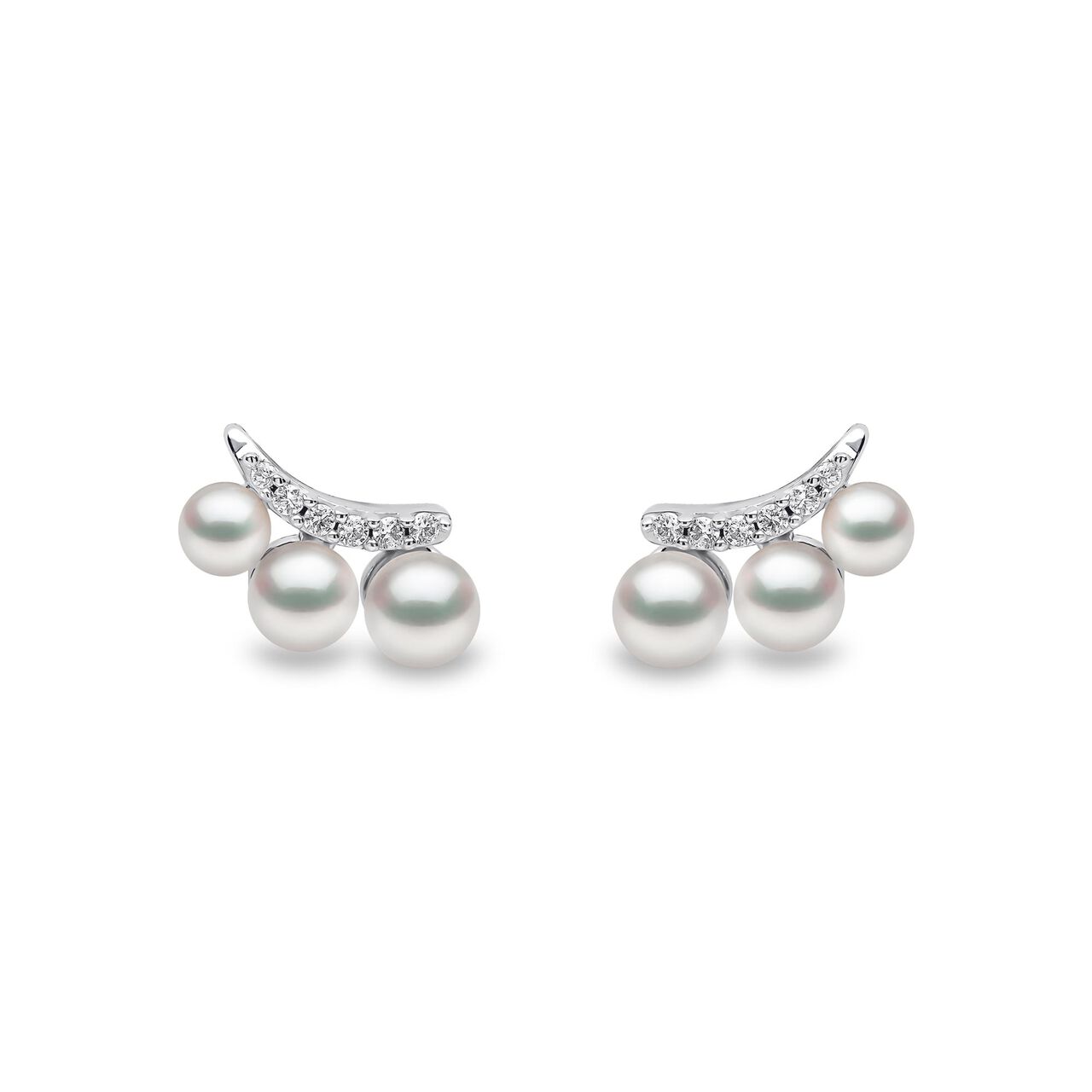 yoko london sleek white gold 3 pearl diamond climbers earrings qye2224 7x front image number 0
