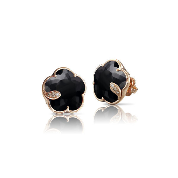 Petit Joli Rose Gold, Onyx and Diamond Stud Earrings
