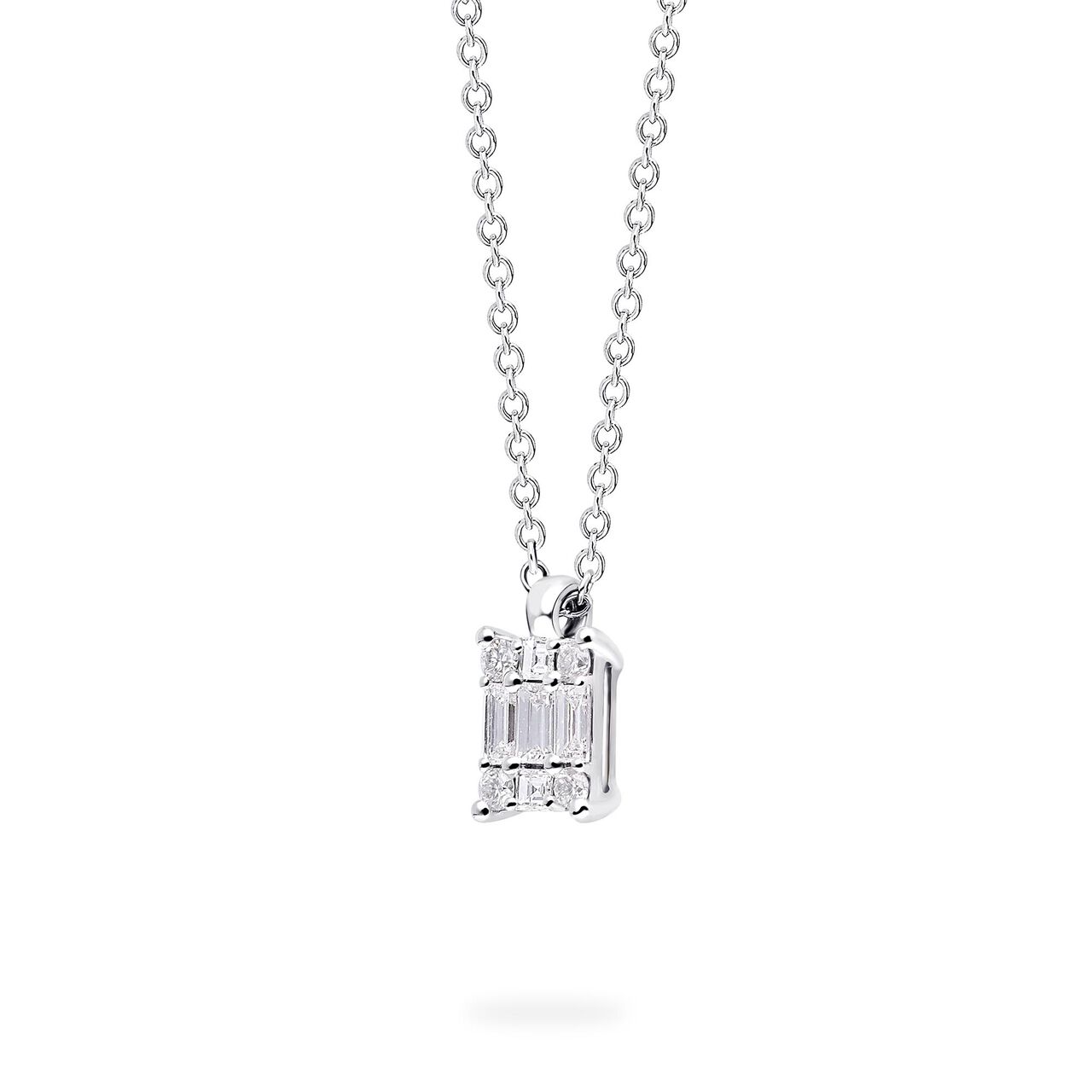 White Gold and Diamond Rectangular Cluster Pendant, Small 450018642707 image number 2