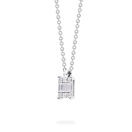 White Gold and Diamond Rectangular Cluster Pendant, Small 450018642707 image number 2