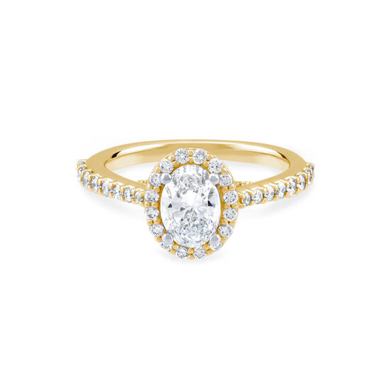 Oval Cut Diamond Engagement Ring With Single Halo And Diamond Band image number 0
