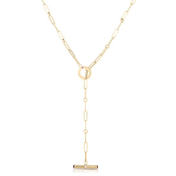 Collier lariat Designer Gold en or jaune avec diamants et rubies