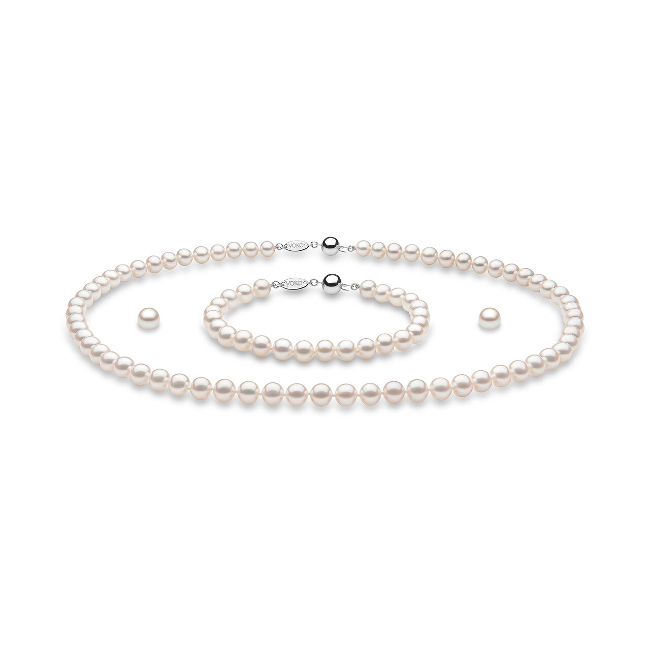 Yoko London Classic White Gold and Pearl Necklace, Bracelet and Stud Earrings Set SFO60-7 front image number 0