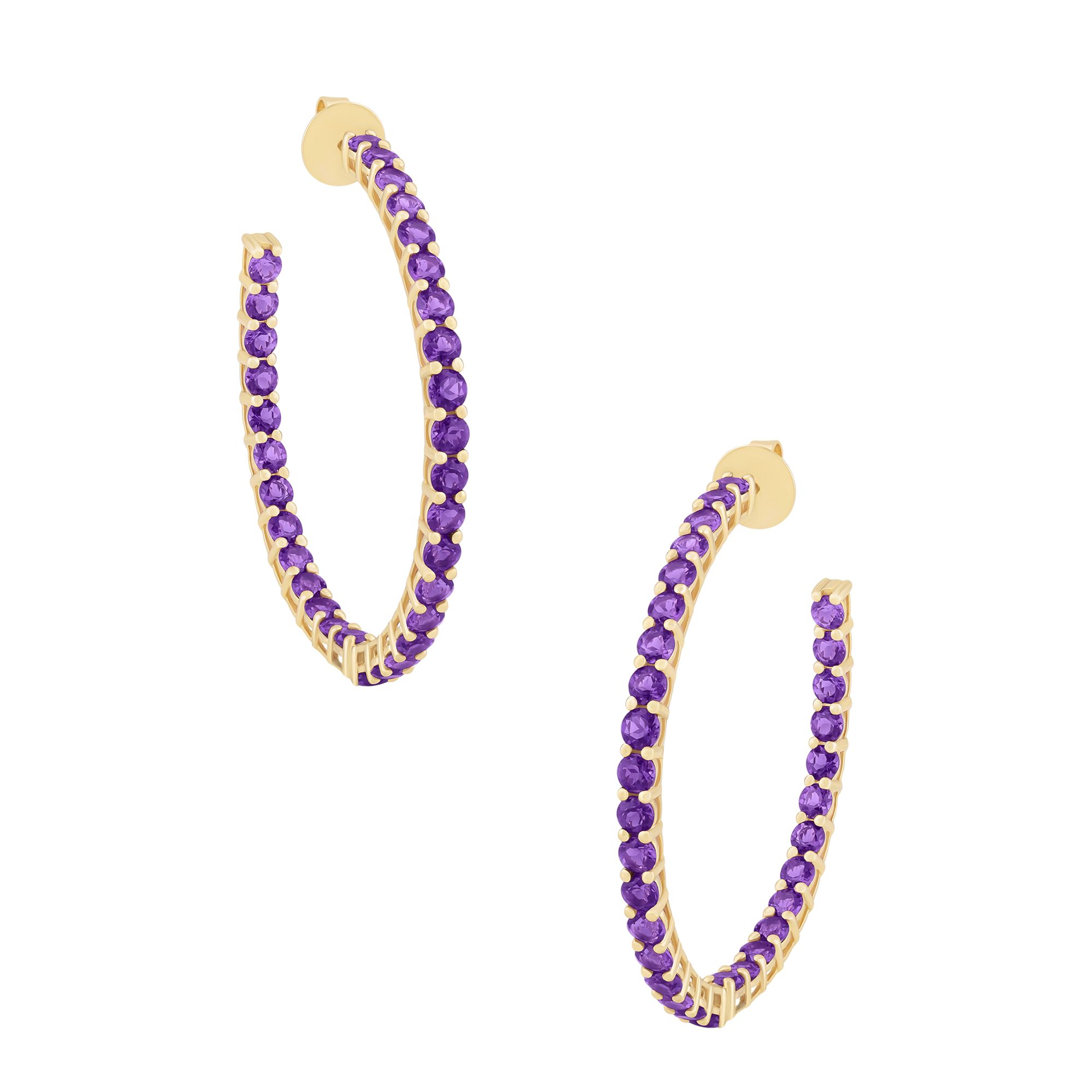 Amethyst Prong Set Hoop Earrings
