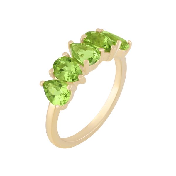 Bague &agrave; cinq pierres p&eacute;ridot, 1.72ct en or jaune.