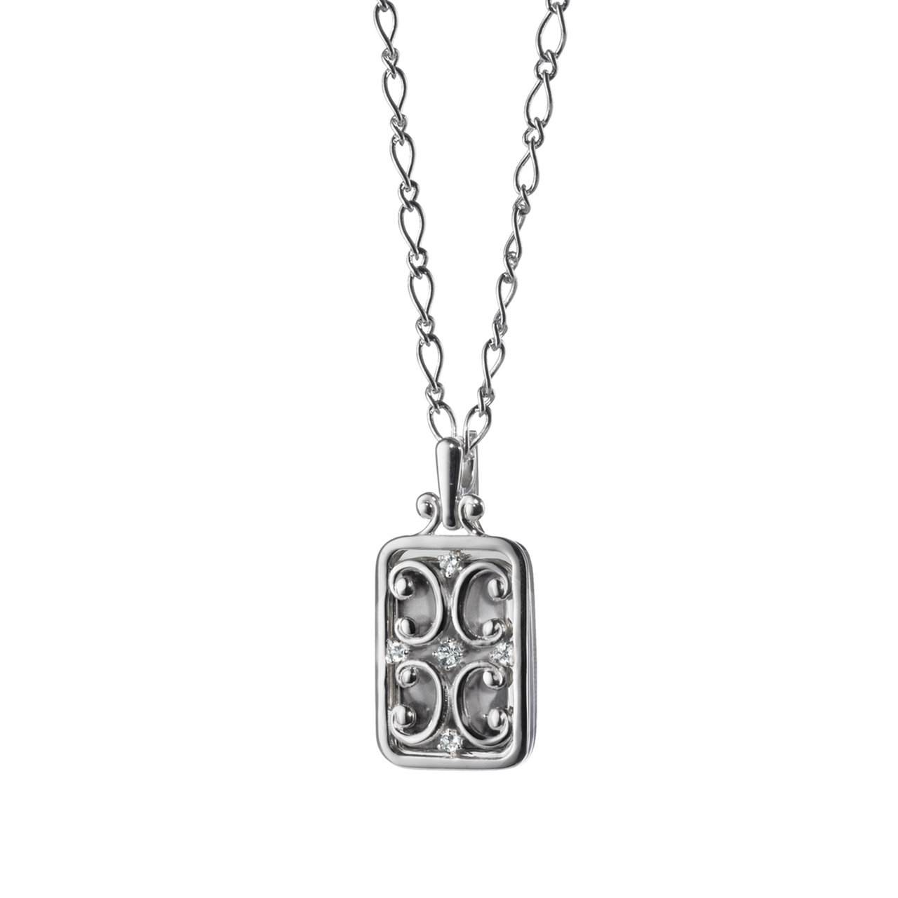 Silver Locket with White Sapphires image number 0