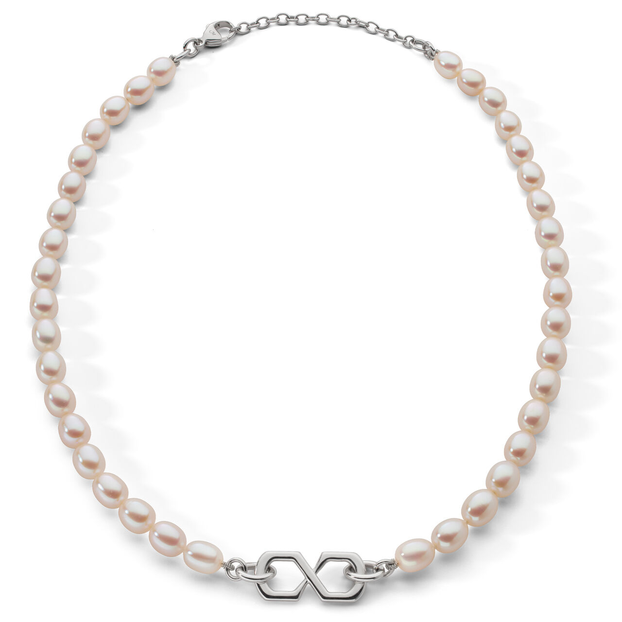 Monica Rich Kosann Infinite & Boundless The Symbol Pearl and Silver Necklace 41627 - Full Necklace image number 1