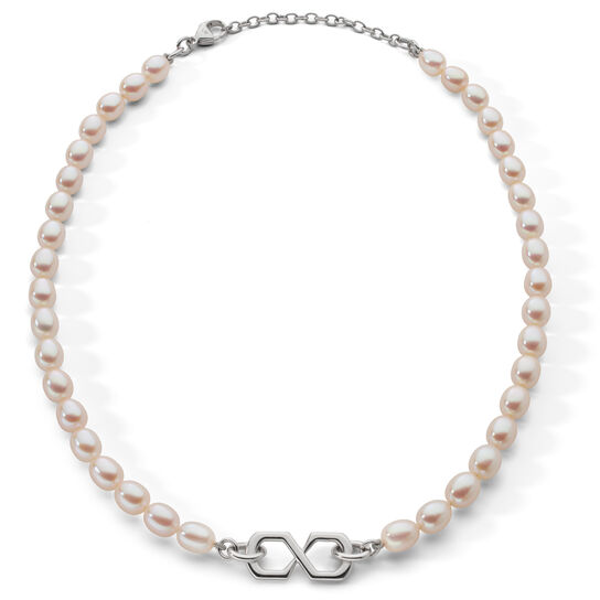Monica Rich Kosann Infinite & Boundless The Symbol Pearl and Silver Necklace 41627 - Full Necklace image number 1