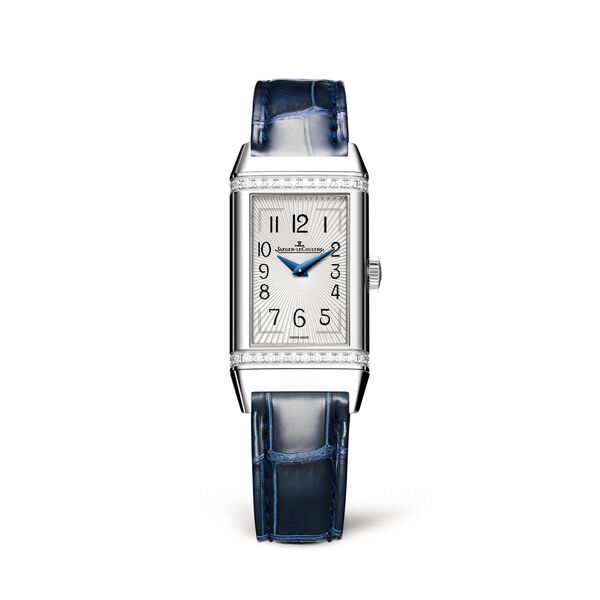 Reverso One Monoface quartz 40 x 20 mm en acier inoxydable et diamants