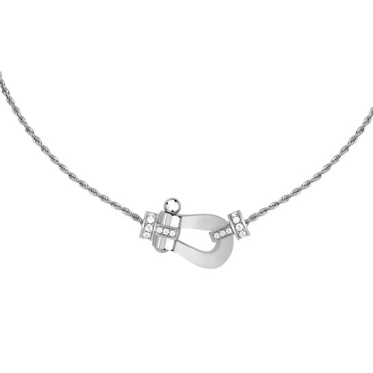Medium-sized Fred Force 10 necklace in white gold with half pav&eacute; diamond accents image number 2