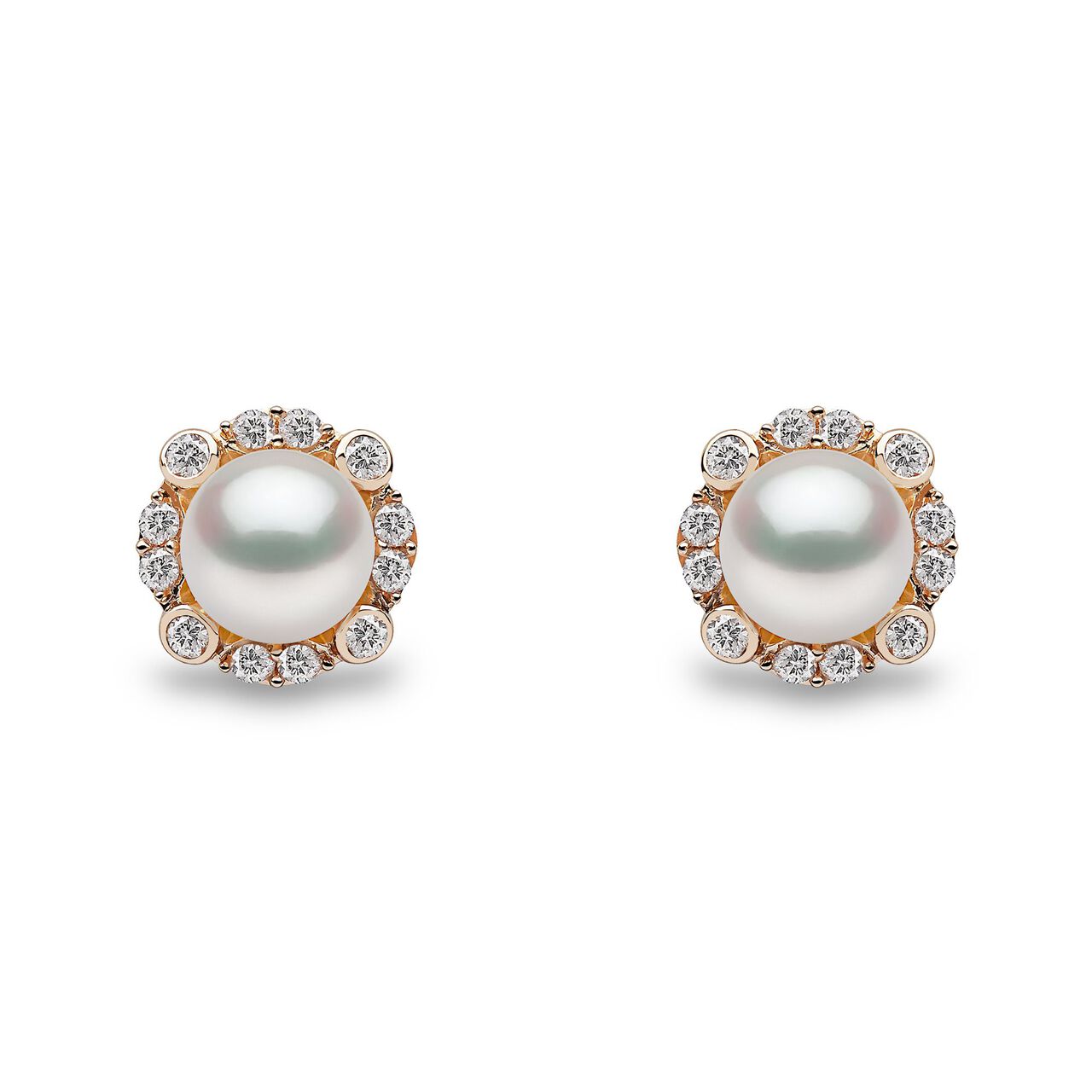 Yoko London Trend Yellow Gold Pearl and Diamond Stud Earrings image number 0