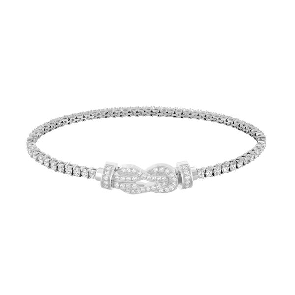 Bracelet cable Chance Infinie en or blanc avec pavé de diamants, modèle moyen