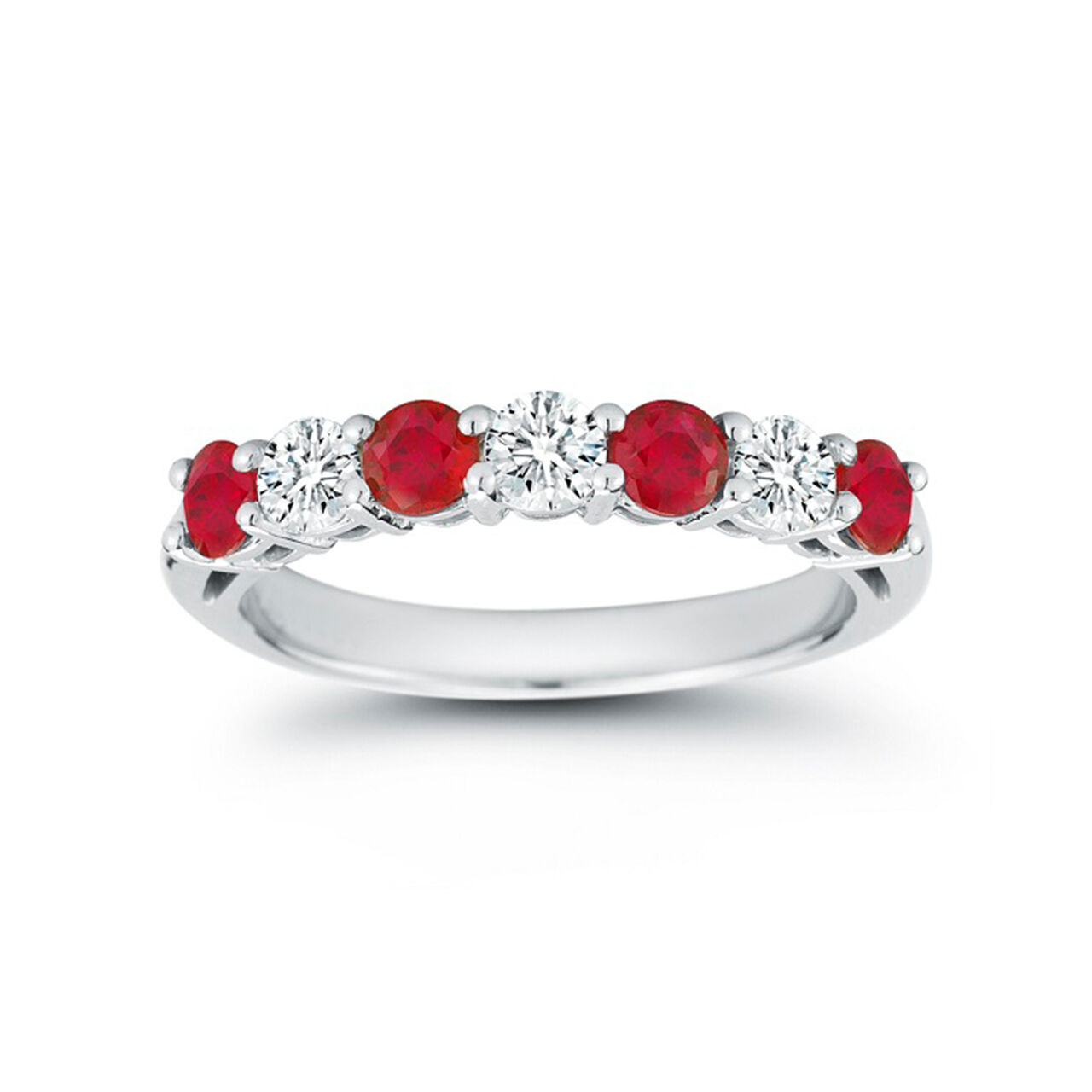 Bijoux Birks 7 Stone 0.45Ct Diamond And 0.72Ct Ruby Wedding Band image number 0