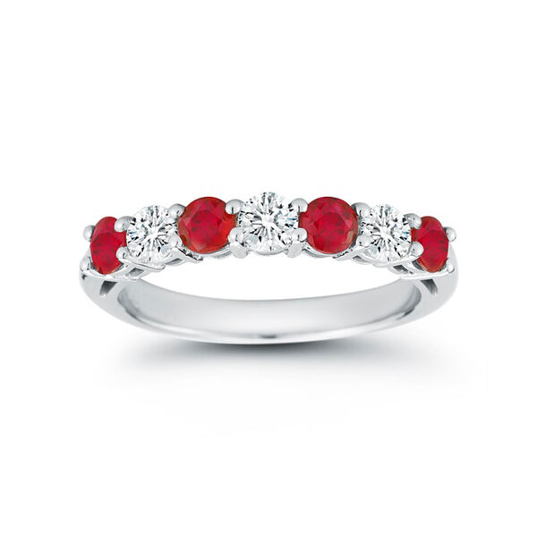 7 Stone 0.45ct Diamond and 0.72ct Ruby Wedding Band