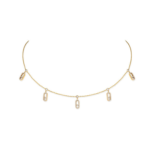 Collier ras du cou Move Uno en or jaune avec pavé de diamants