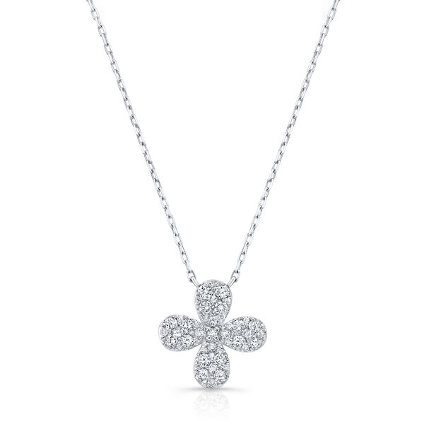 White Gold Flower Pendant with Diamonds