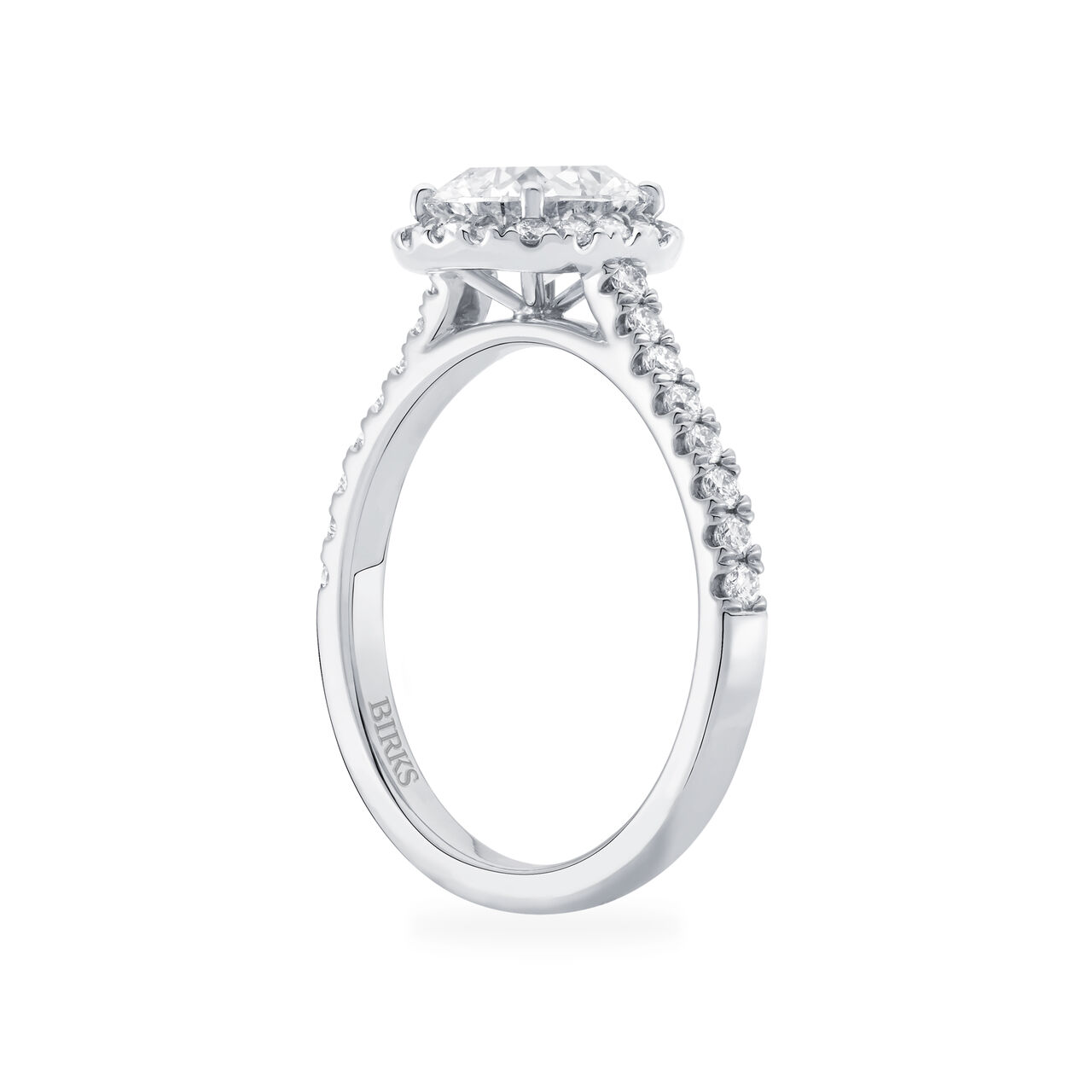 bijoux birks rosee du matin cushion cut diamond engagement ring with halo and pave band image number 2