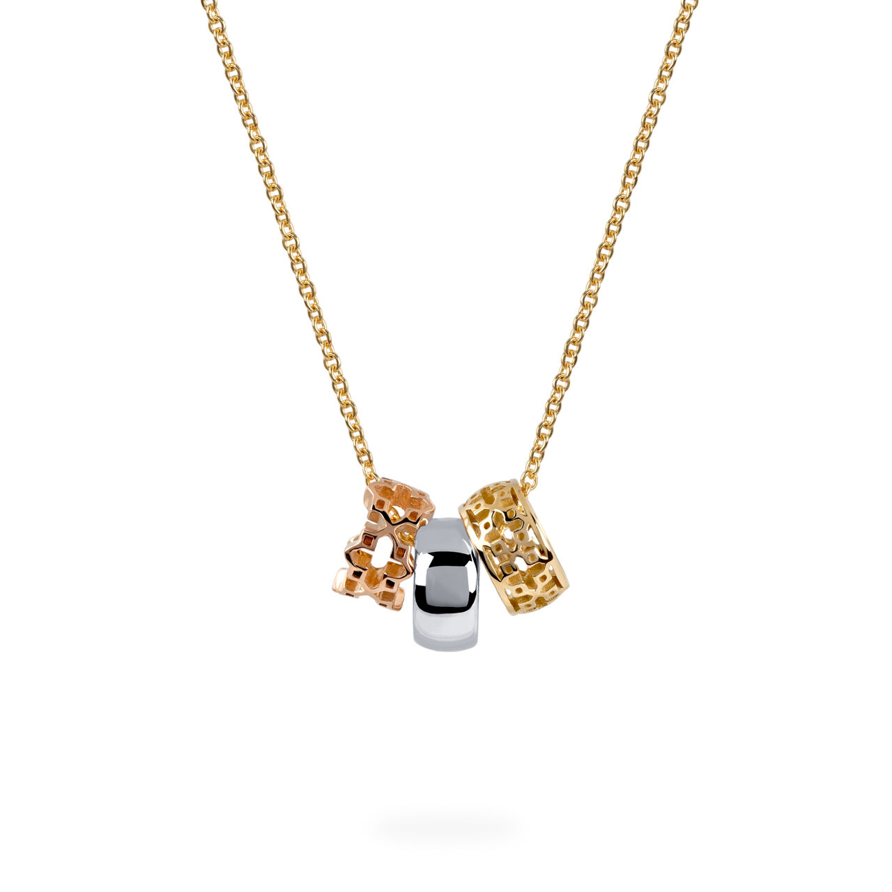 bijoux birks muse dare to dream three ring tricolor pendant image number 0