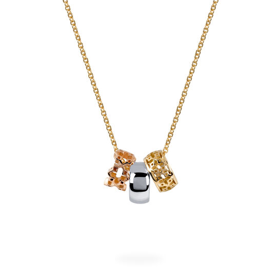 bijoux birks muse dare to dream three ring tricolor pendant image number 0