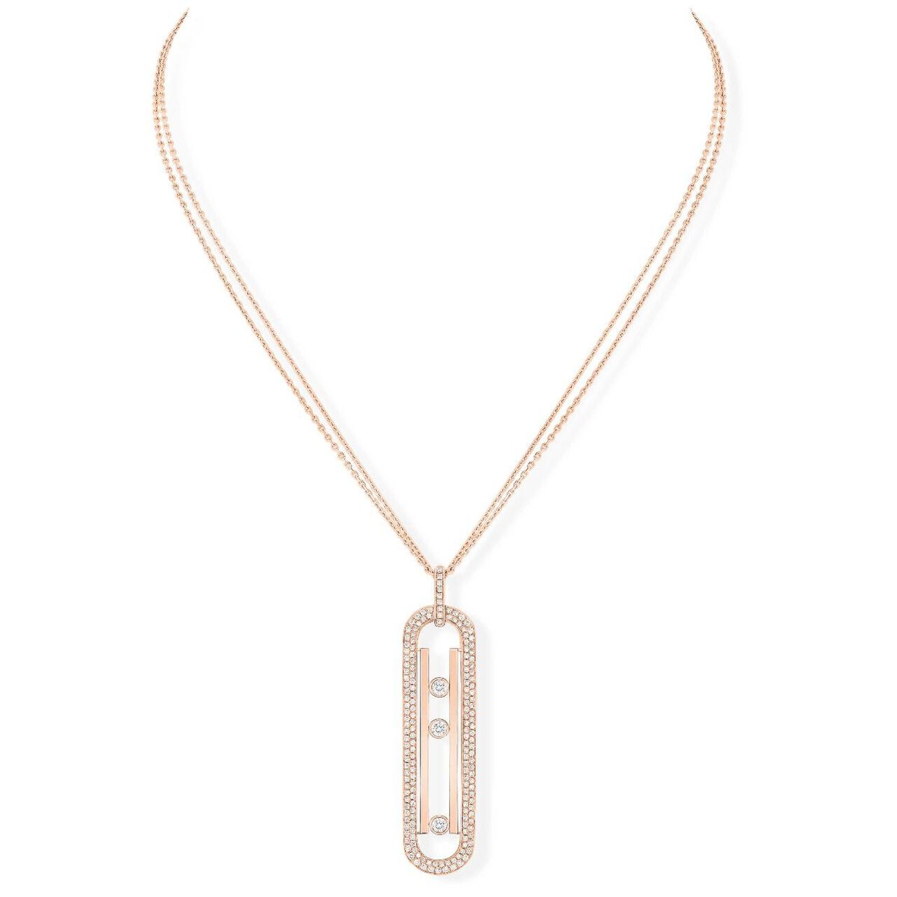 maison birks messika move rose gold diamond 10th anniversary necklace 07228 pg image number 0