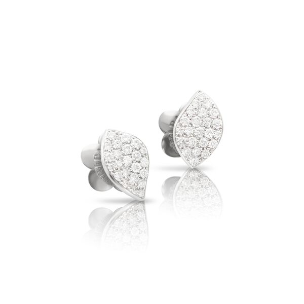 Boucles d'oreilles clous Petit Garden en or blanc avec pavé de diamants