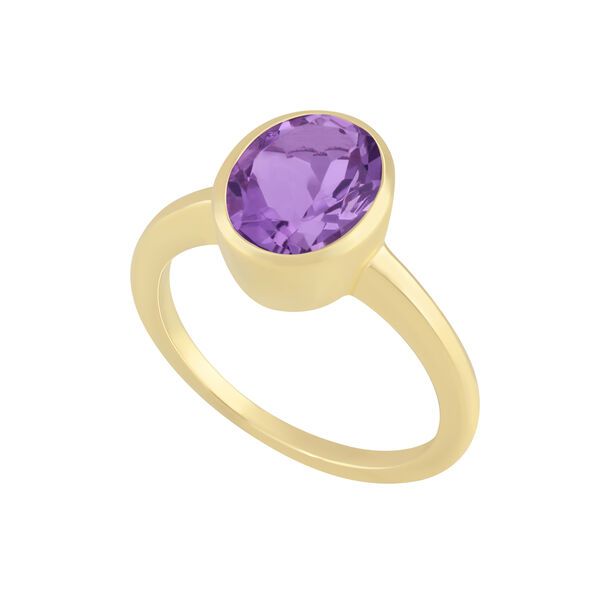 Bezel Set Oval Pink Amethyst Ring