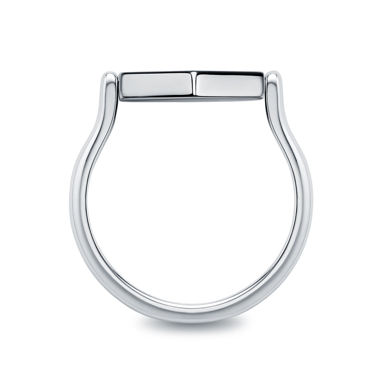 Hexagonal White Enamel Reversible Sterling Silver Ring image number 3