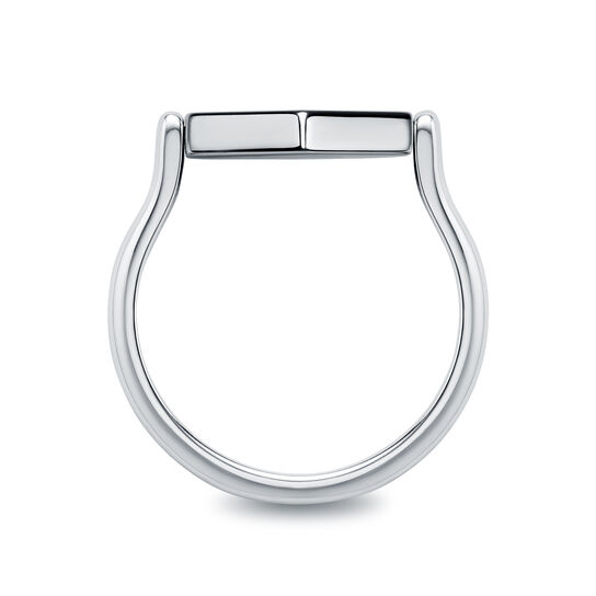 Hexagonal White Enamel Reversible Sterling Silver Ring image number 3
