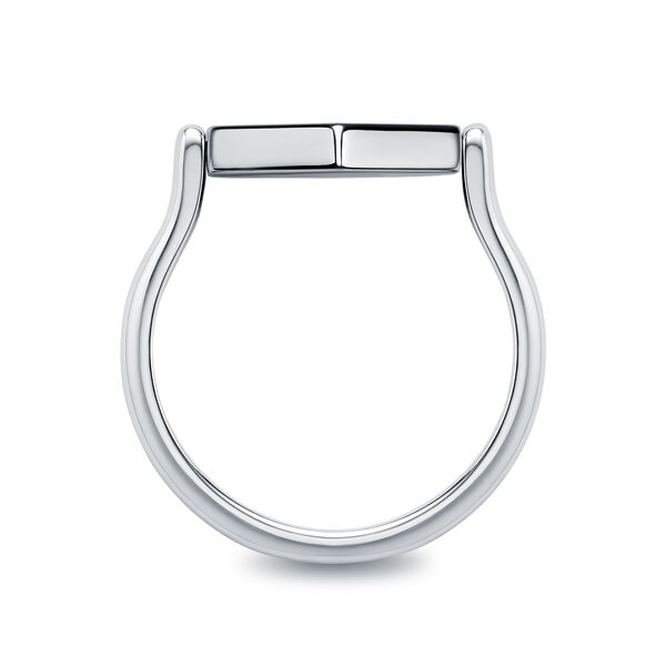 Hexagonal White Enamel Reversible Sterling Silver Ring