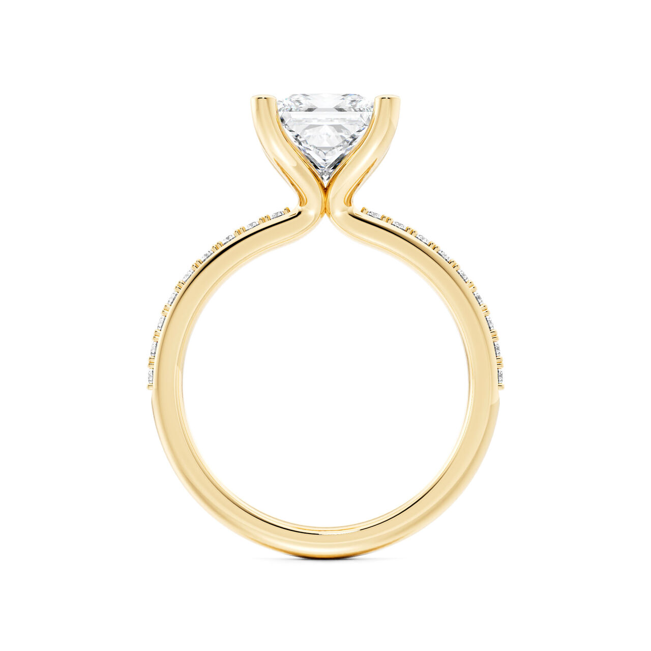 Birks Ros&eacute;e du Matin Bague de fian&ccedil;ailles en or jaune avec diamant solitaire taille princesse image number 2