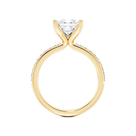 Birks Ros&eacute;e du Matin Bague de fian&ccedil;ailles en or jaune avec diamant solitaire taille princesse image number 2