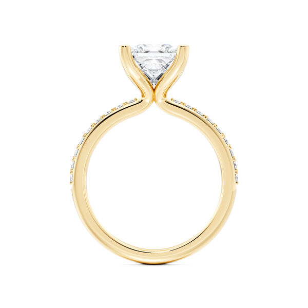 Bague de fian&ccedil;ailles en or jaune avec diamant solitaire taille princesse