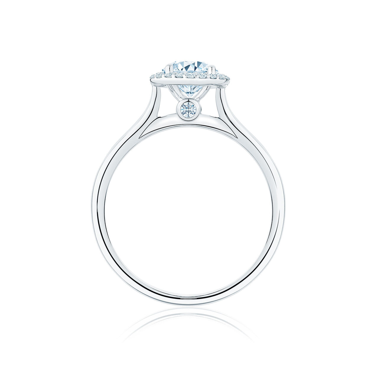 Bague de fiançailles à diamant solitaire rond avec simple halo image number 3