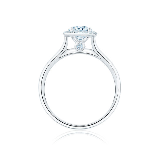 Bague de fiançailles à diamant solitaire rond avec simple halo image number 3