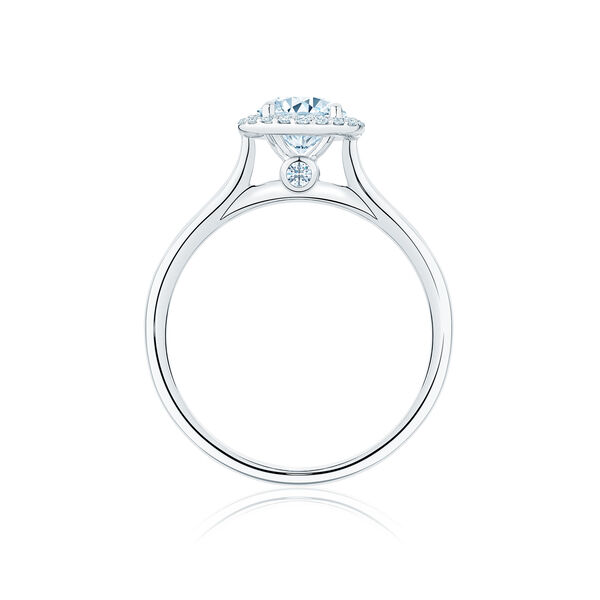 Bague de fiançailles à diamant solitaire rond avec simple halo