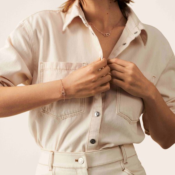 Double Coeurs R9 Rose Gold and Diamond Pavé Bracelet