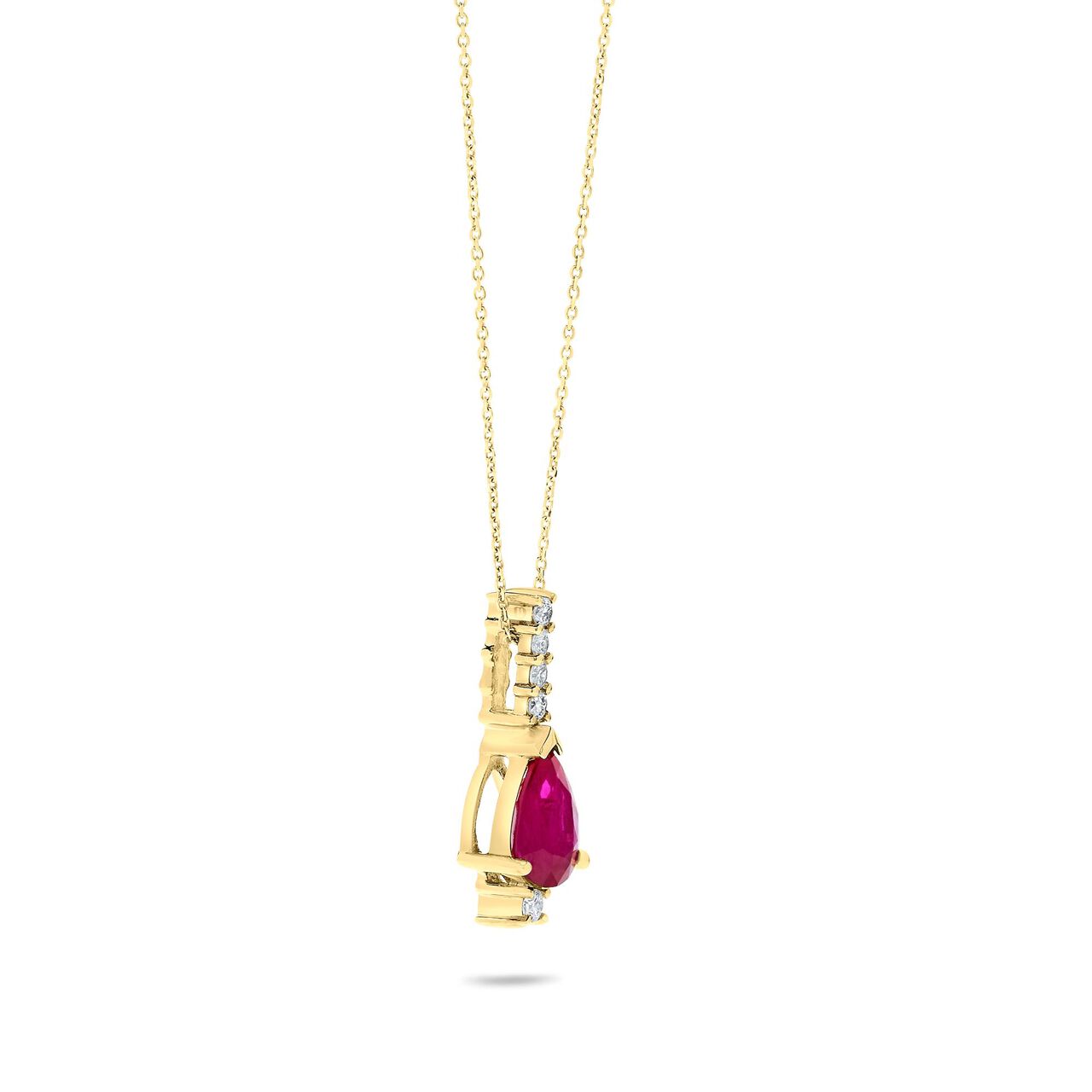 Maison Birks Salon Yellow Gold Pear-Cut Ruby Pendant with Diamonds Angle image number 1