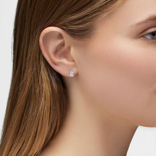 Birks Essentials Diamond Cluster Earrings in White Gold 450018642882 on Model image number 1