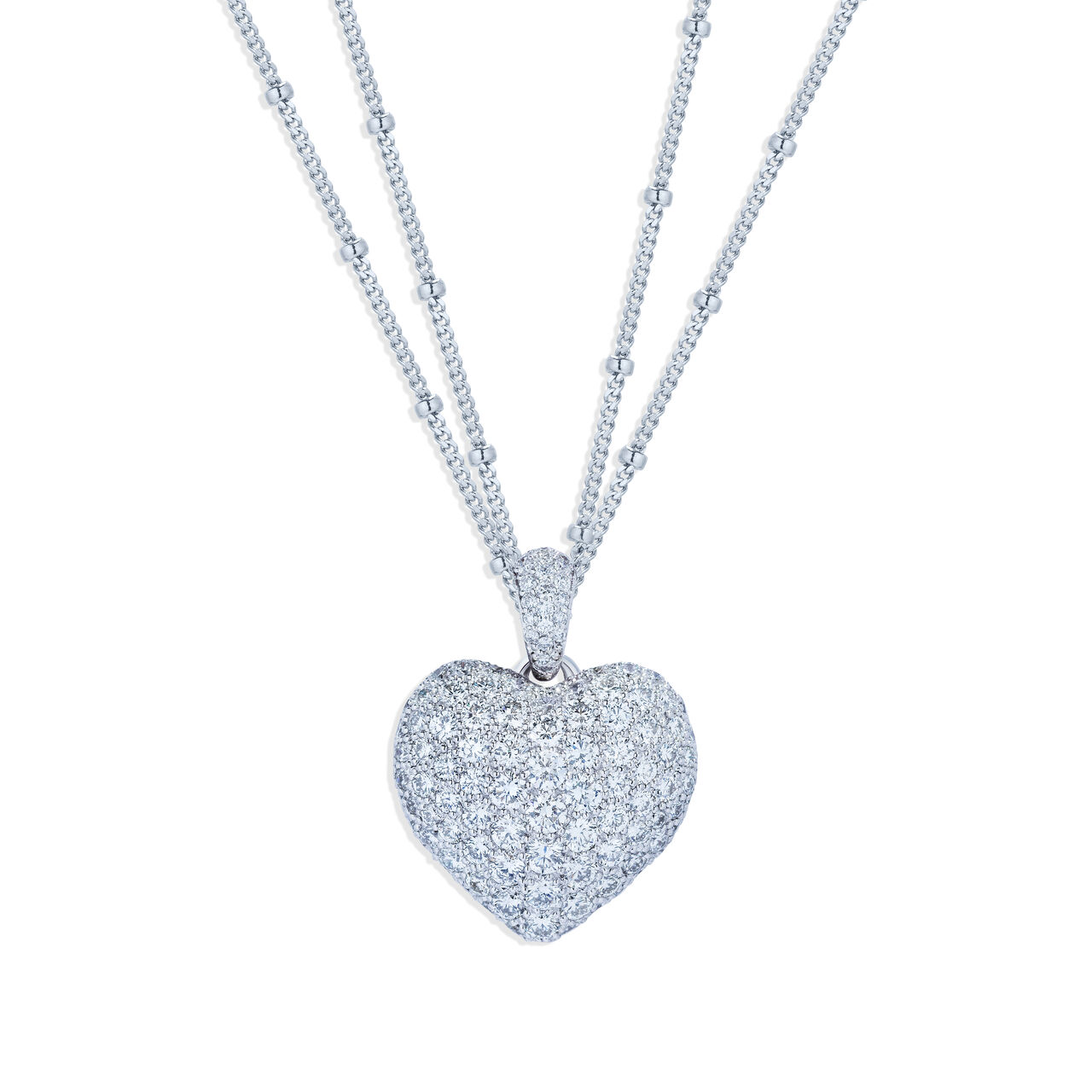 Diamond puff heart pendant in white gold image number 0
