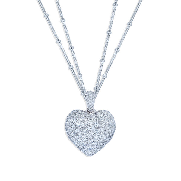 Pendentif en forme de coeur en or blanc