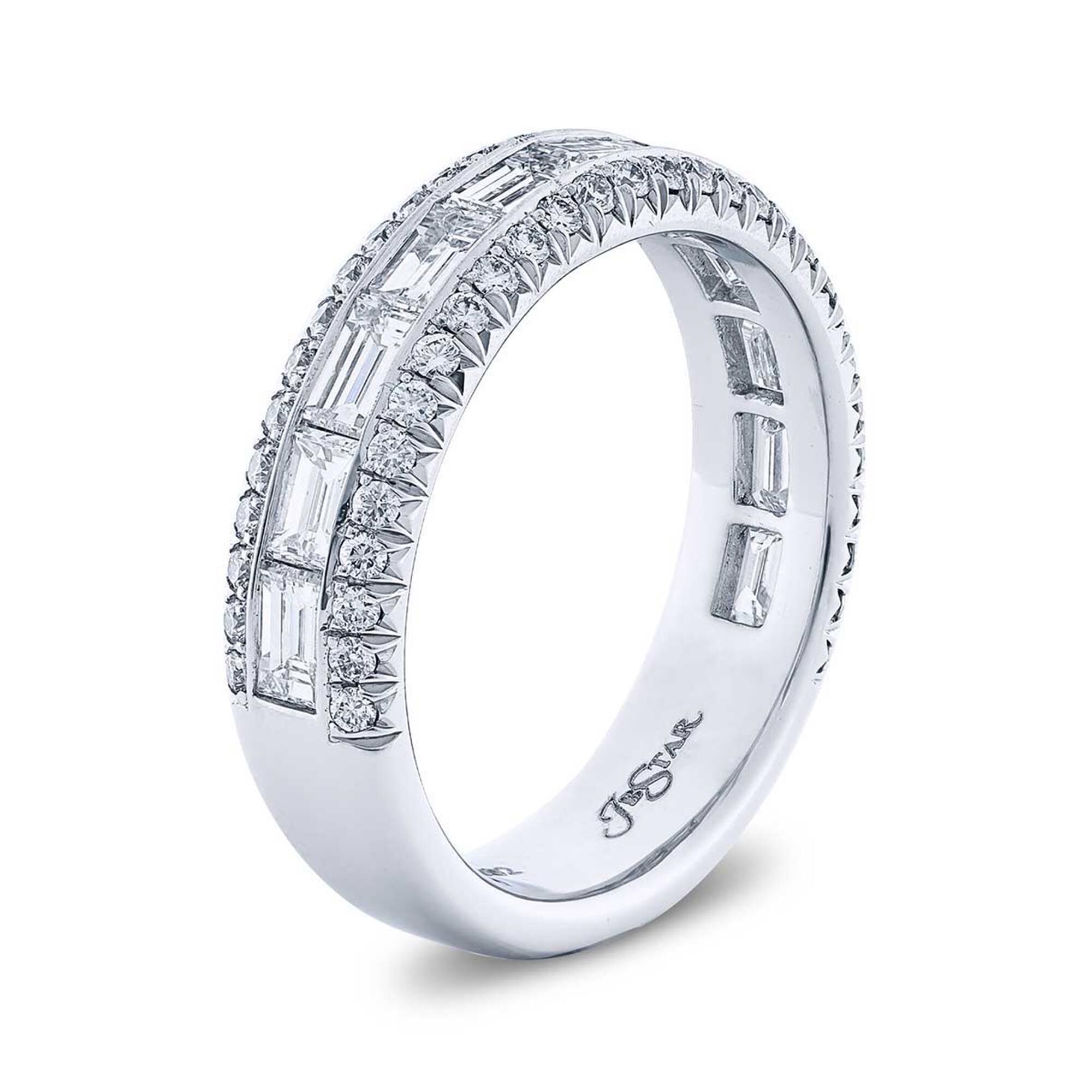 Emerald Cut Channel Set Diamond Wedding Band JB Star 5627 002
